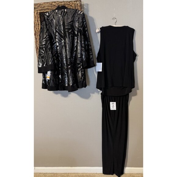 R & M Richards 16W Black 3 Pc Set Jacket Pant Suit Party Wedding Guest $190 NEW - Picture 11 of 16